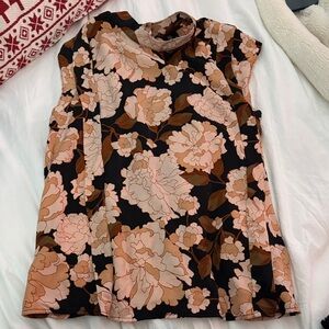 Who What Wear Black and Cream Floral Blouse